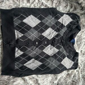 Black and Gray Argyle Sweater